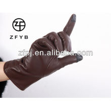 2016 hot sell 2 fingers brown color touch screen Smartphone leather glove